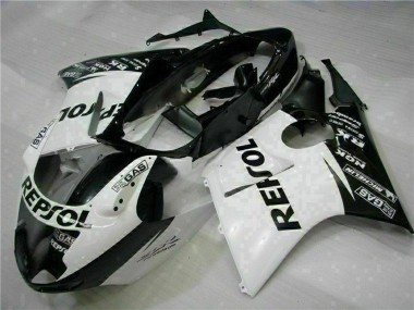 Custom 1996-2007 Honda CBR1100XX Blackbird Motorcycle Fairings - White Glossy Black Repsol