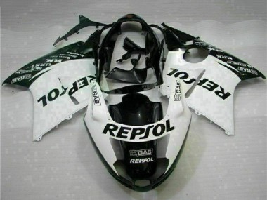 Custom 1996-2007 Honda CBR1100XX Blackbird Motorcycle Fairings - White Glossy Black Repsol