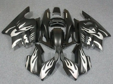 Custom 1995-1996 Honda CBR600 F3 Motorcycle Fairings - White Matte Black Flame