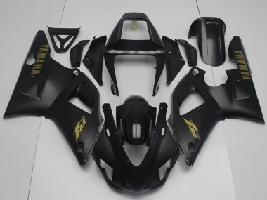 Custom 1998-1999 Yamaha YZF R1 Motorcycle Fairings - Glossy Black Matte Black Gold