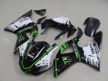Custom 2000-2001 Yamaha YZF R1 Motorcycle Fairings - White Black Green Monster