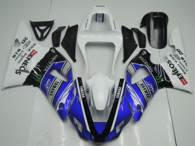 Custom 2000-2001 Yamaha YZF R1 Motorcycle Fairings - White Blue Black ENEOS Monster