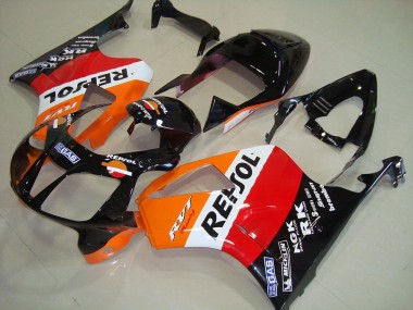 Custom 2000-2006 Honda VTR1000 Motorcycle Fairings - Orange White Red Glossy Black Repsol