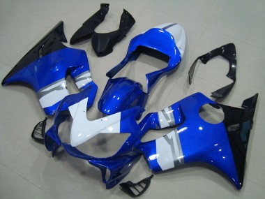 Custom 2001-2003 Honda CBR600 F4i Motorcycle Fairings - White Blue Glossy Black
