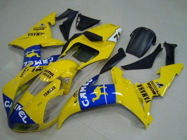Custom 2002-2003 Yamaha YZF R1 Motorcycle Fairings - Yellow Blue Camel Motul
