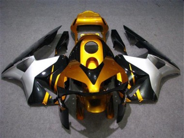 Custom 2003-2004 Honda CBR600RR Motorcycle Fairing - Silver Gold Glossy Black