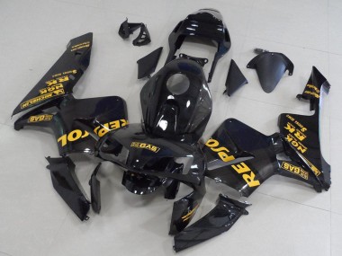 Custom 2003-2004 Honda CBR600RR Motorcycle Fairings - Glossy Black Gold Repsol