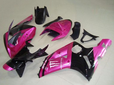 Custom 2003-2004 Kawasaki ZX6R Motorcycle Fairings - Pink Black White Monster