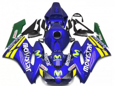 Custom 2004-2005 Honda CBR1000RR Motorcycle Fairings - Blue Yellow Green MoviStar Red Castrol