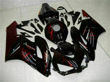 Custom 2004-2005 Honda CBR1000RR Motorcycle Fairings - Glossy Black Red Flame
