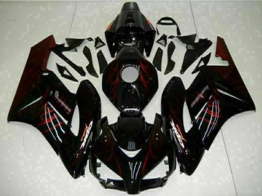 Custom 2004-2005 Honda CBR1000RR Motorcycle Fairings - Glossy Black Red Flame