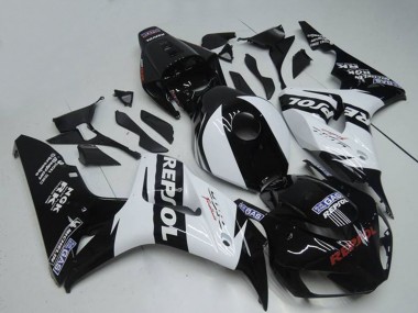 Custom 2004-2005 Honda CBR1000RR Motorcycle Fairings - White Glossy Black Repsol