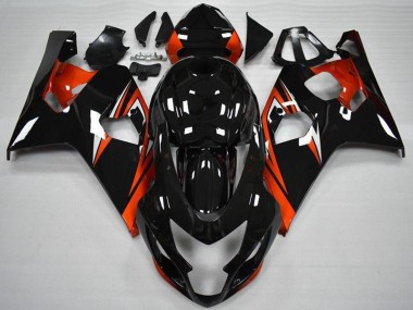 Custom 2004-2005 Suzuki GSXR 600/750 Motorcycle Fairings - Glossy Black Red Stripe