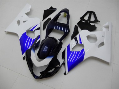 Custom 2004-2005 Suzuki GSXR 600/750 Bike Fairings - White Blue Black