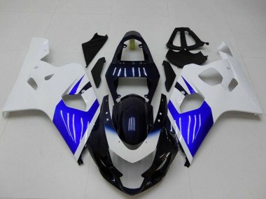 Custom 2004-2005 Suzuki GSXR 600/750 Bike Fairings - White Blue Black