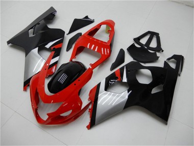 Custom 2004-2005 Suzuki GSXR 600/750 Motorcycle Fairings - Red Silver Black