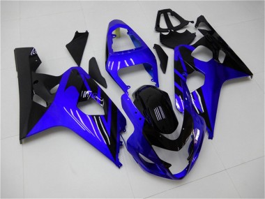 Custom 2004-2005 Suzuki GSXR 600/750 Motorcycle Fairings - Blue Glossy Black