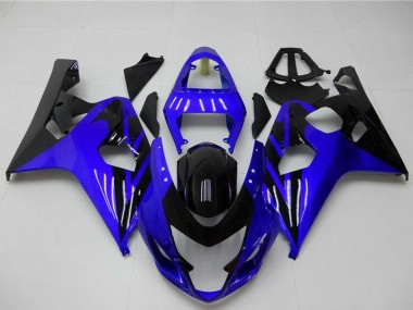 Custom 2004-2005 Suzuki GSXR 600/750 Motorcycle Fairings - Blue Glossy Black