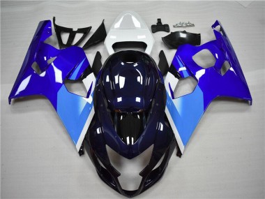 Custom 2004-2005 Suzuki GSXR 600/750 Motorcycle Fairing - White Blue Black
