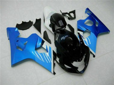 Custom 2004-2005 Suzuki GSXR 600/750 Motorcycle Fairings - White Blue Black