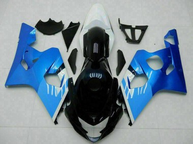 Custom 2004-2005 Suzuki GSXR 600/750 Motorcycle Fairings - White Blue Black