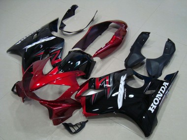 Custom 2004-2007 Honda CBR600 F4i Motorcycle Fairings Kit - Red Glossy Black