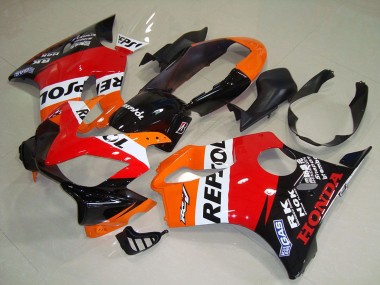 Custom 2004-2007 Honda CBR600 F4i Motorcycle Fairing - Orange White Red Glossy Black Repsol