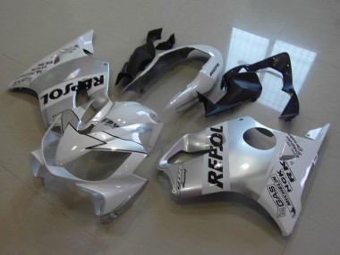 Custom 2004-2007 Honda CBR600 F4i Motorcycle Fairings - White Silver Black Repsol