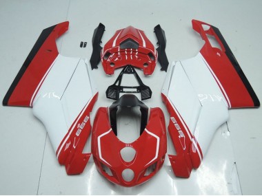 Custom 2005-2006 Ducati 999 Motorcycle Fairings - White Red Glossy Black