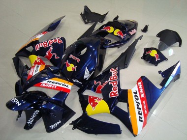 Custom 2005-2006 Honda CBR600RR Motorcycle Fairings - Dark Blue Orange Red Bull Repsol