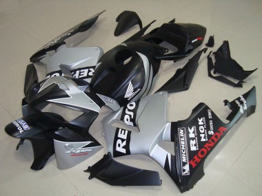 Custom 2005-2006 Honda CBR600RR Motorcycle Fairings - Matte Black Silver Repsol