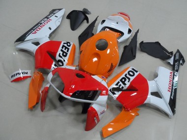 Custom 2005-2006 Honda CBR600RR Bike Fairings - Orange White Red Glossy Black Repsol