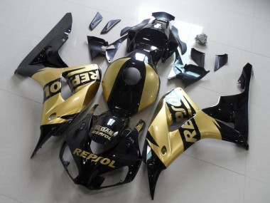 Custom 2006-2007 Honda CBR1000RR Motorcycle Fairings - Glossy Black Gold Repsol