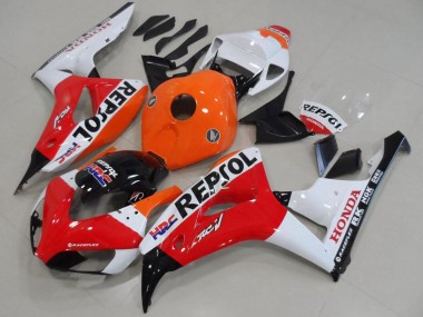 Custom 2006-2007 Honda CBR1000RR Motorcycle Fairing - Orange White Red Glossy Black Repsol HRC