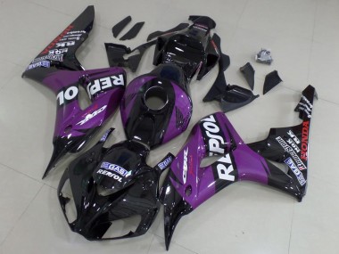 Custom 2006-2007 Honda CBR1000RR Motorcycle Fairings - Glossy Black Purple Repsol