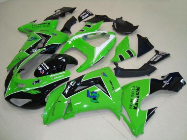 Custom 2006-2007 Kawasaki ZX10R Motorcycle Fairings - Green White Glossy Black