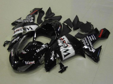 Custom 2006-2007 Kawasaki ZX10R Motorcycle Fairings - Glossy Black White West Red