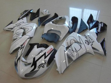 Custom 2006-2007 Kawasaki ZX10R Motorcycle Fairings - White Black Red Motul Corona Extra