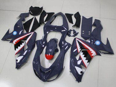 Custom 2006-2007 Kawasaki ZX10R Motorcycle Fairings - Grey White Red Shark