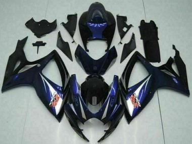 Custom 2006-2007 Suzuki GSXR 600/750 Motorcycle Fairings - Glossy Black Blue