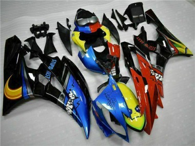 Custom 2006-2007 Yamaha YZF R6 Motorcycle Fairings - Yellow Blue Red Glossy Black Shark