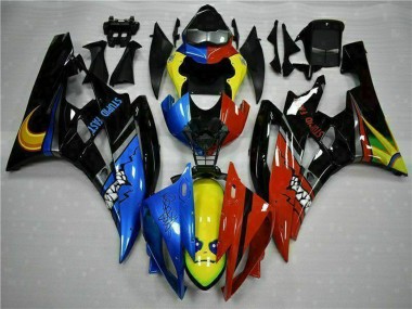 Custom 2006-2007 Yamaha YZF R6 Motorcycle Fairings - Yellow Blue Red Glossy Black Shark