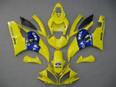 Custom 2006-2007 Yamaha YZF R6 Motorcycle Fairings - Yellow Blue Motul Michelin Camel