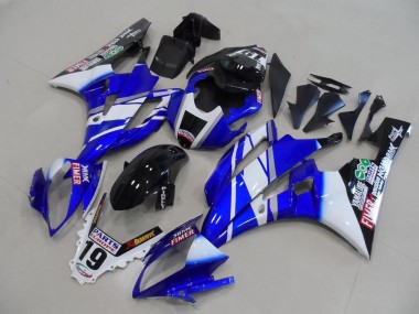 Custom 2006-2007 Yamaha YZF R6 Motorcycle Fairings - White Blue Glossy Black Fimer Yamalube