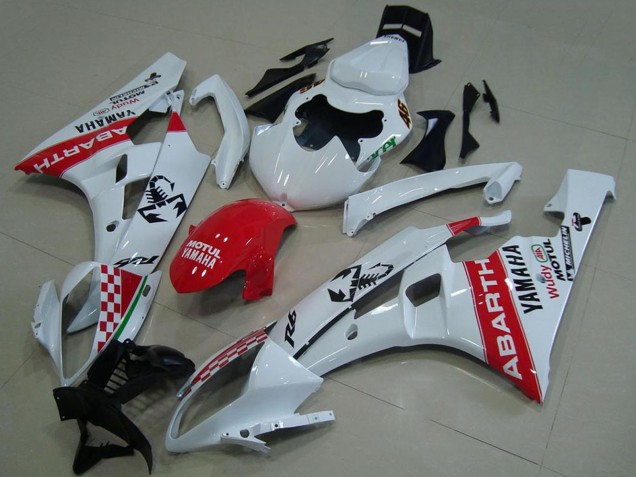 2006-2007 Yamaha YZF R6 Motorcycle Fairings - White Red Motul Michelin Abarth