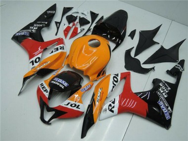 Custom 2007-2008 Honda CBR600RR Bike Fairings - Orange White Red Glossy Black Repsol