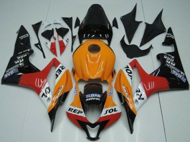 Custom 2007-2008 Honda CBR600RR Bike Fairings - Orange White Red Glossy Black Repsol