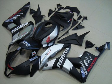 Custom 2007-2008 Honda CBR600RR Motorcycle Fairings - Matte Black Silver Repsol