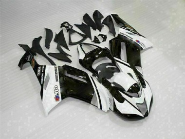 Custom 2007-2008 Kawasaki ZX6R Motorcycle Fairings - Black White