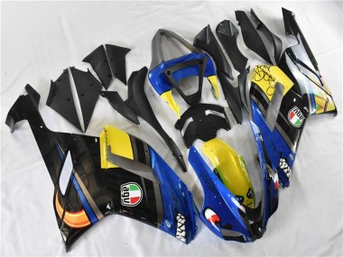 Custom 2007-2008 Kawasaki ZX6R Motorcycle Fairings - Blue Shark